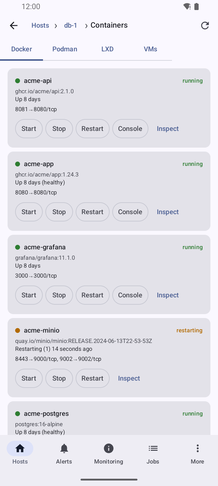 Containers: Console and Inspect