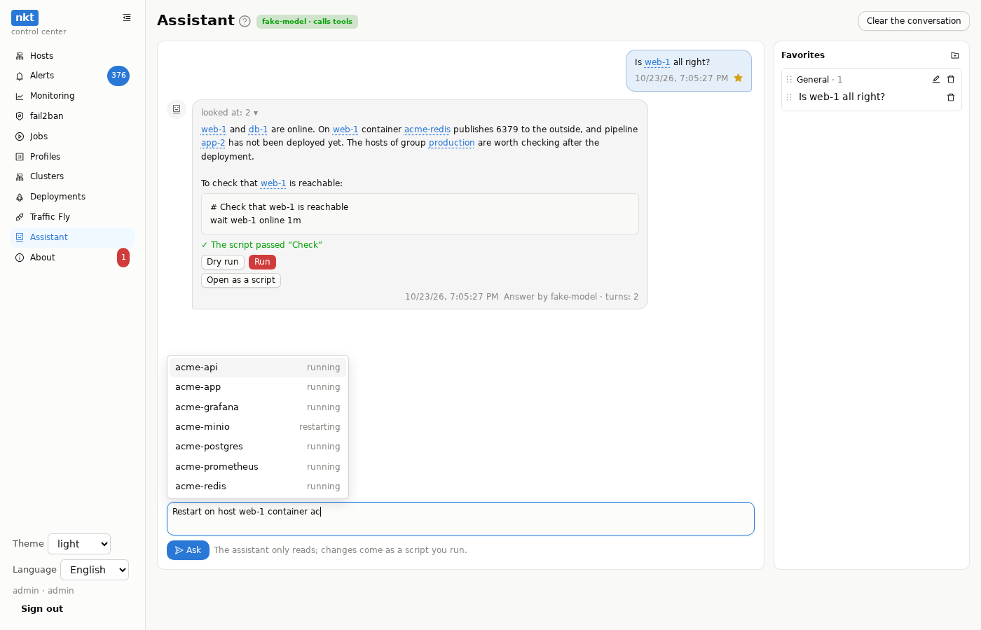 Hints of a host's containers while typing a question