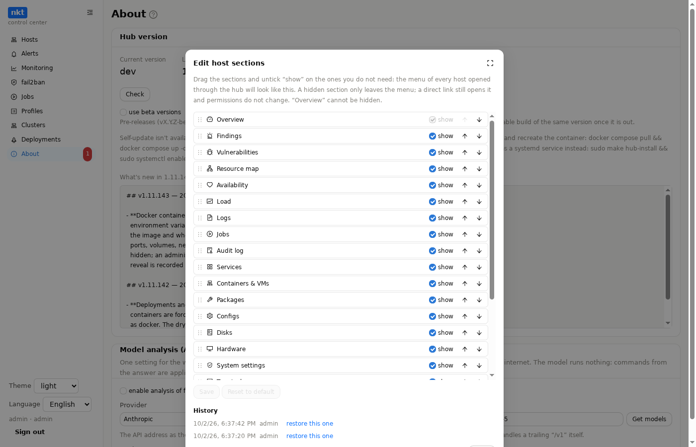 Host sections