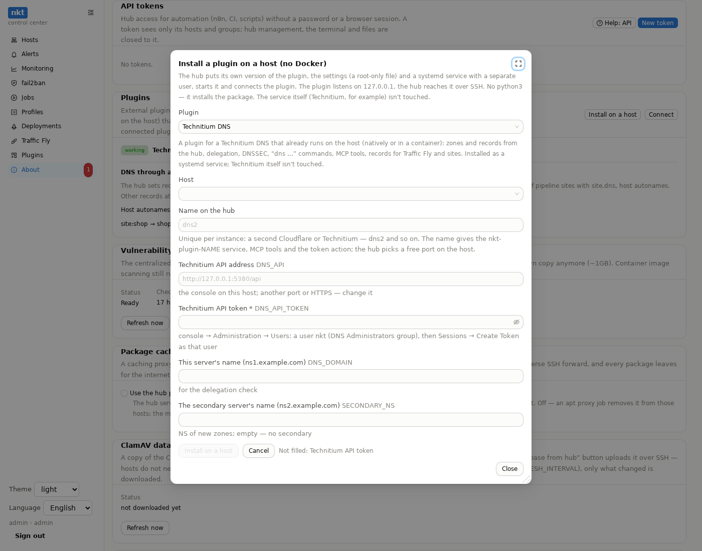 Install a plugin on a host